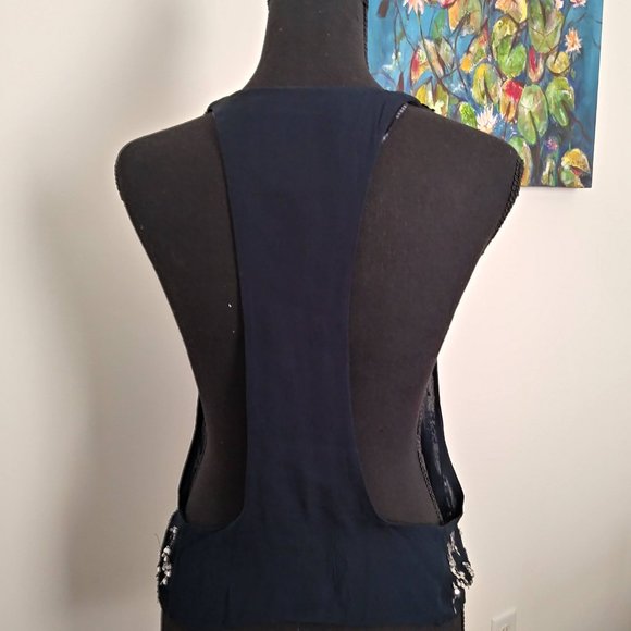 Zara Sequin Beaded Lightweight Vest Boho Gypsy Goth Bellydance - Picture 5 of 5